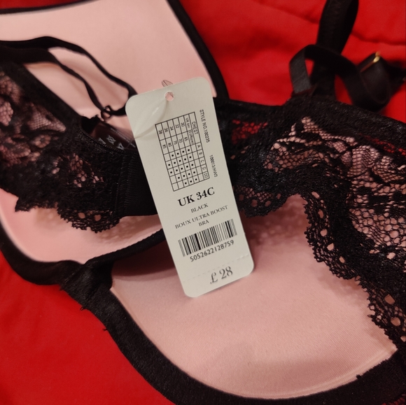 Boux Avenue pushup bra - black w/ pink inner cups - NWT - 34C - Picture 4 of 4